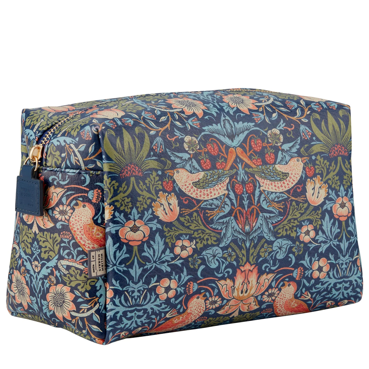 Wmah Strawberry Thief Red Berry  Patchouli- Large Empty Wash Bag Blue