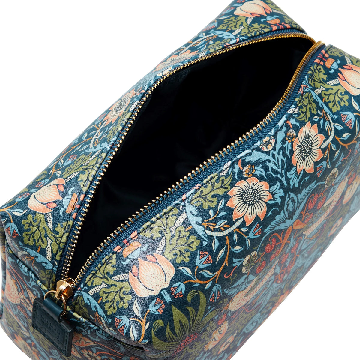 Wmah Strawberry Thief Red Berry  Patchouli- Large Empty Wash Bag Blue