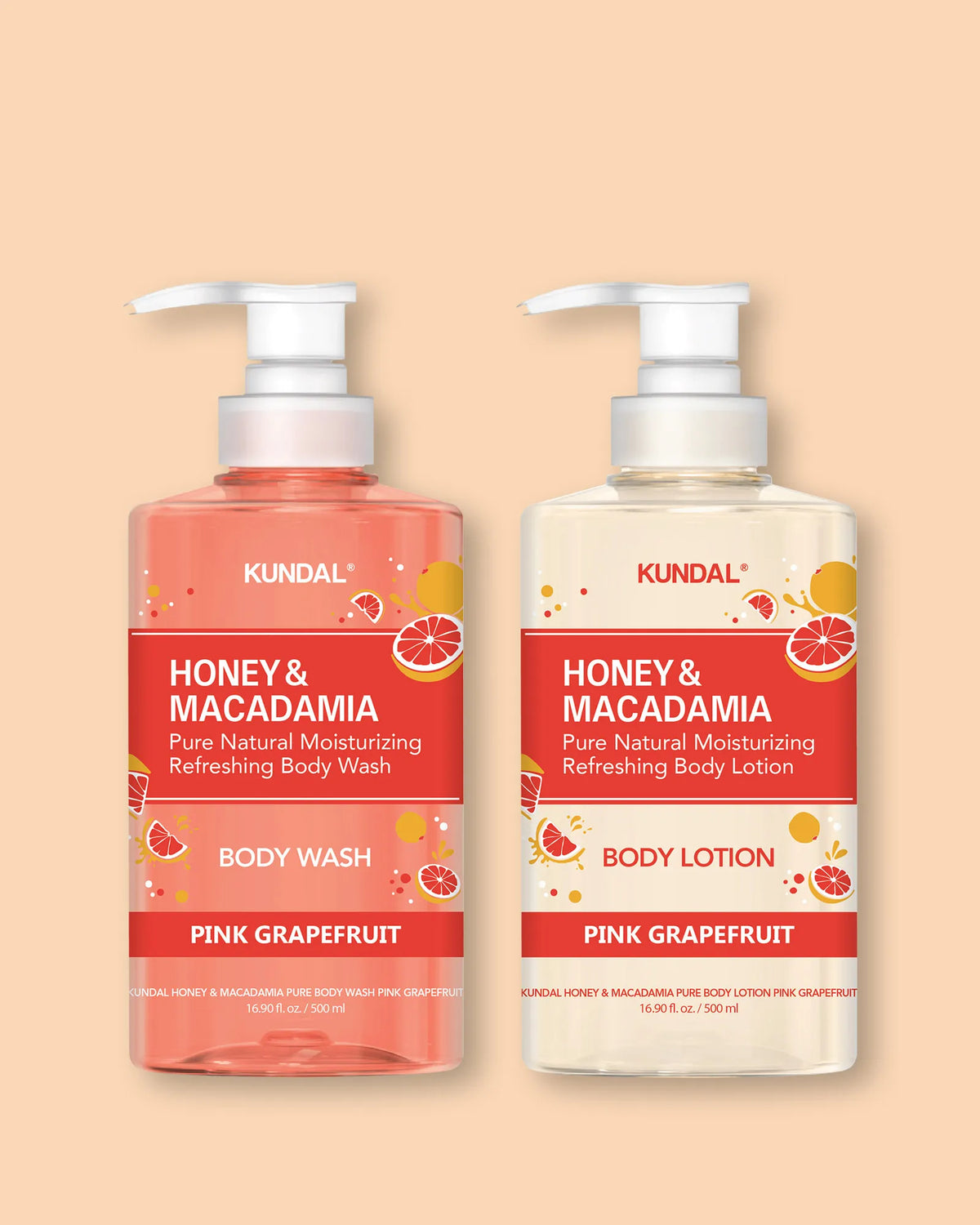 Pink Grapefruit Edition - Honey  Macadamia Body Wash 500ml +Lotion 500ml
