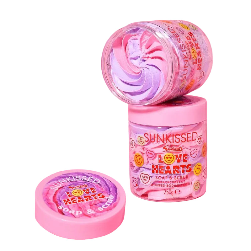 X Love Hearts Soap and Scrub Whipped Body Cleanser Blackcurrant